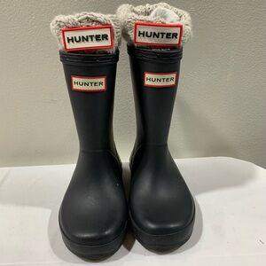 Hunter Black Boots with Knit Cuffs